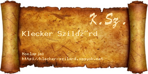 Klecker Szilárd névjegykártya